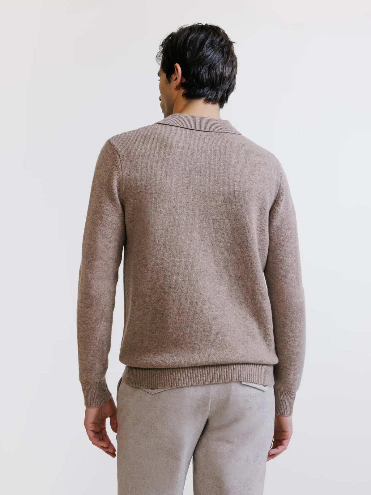 Pull en laine à col polo boutonné châtain - IZAC