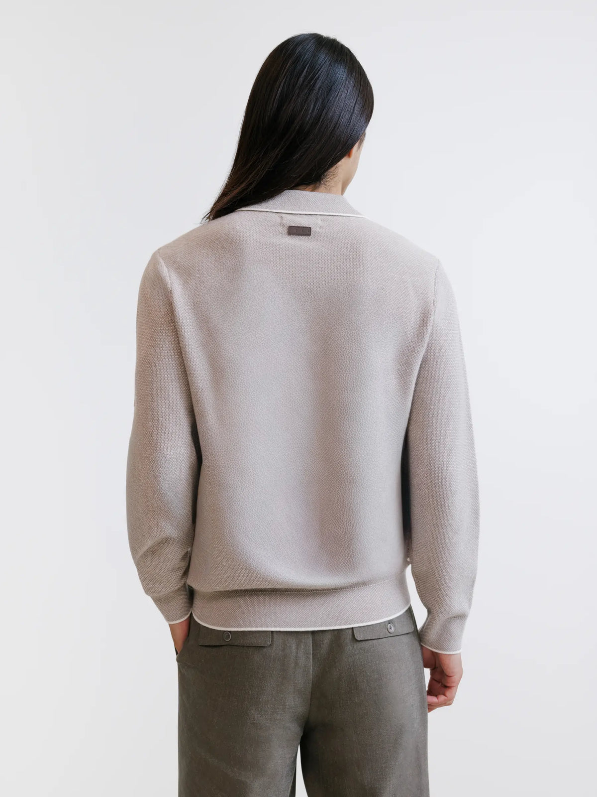 Pull col polo zippé beige - IZAC