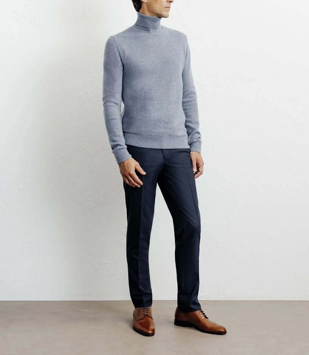 Pull col roulé 100% cachemire indigo - IZAC