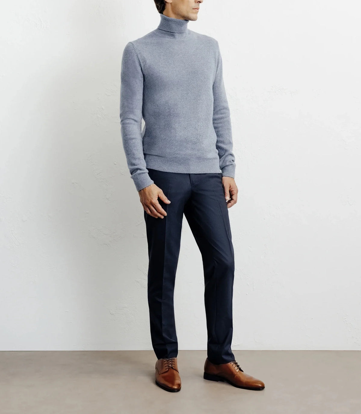 Pull col roulé 100% cachemire indigo - IZAC