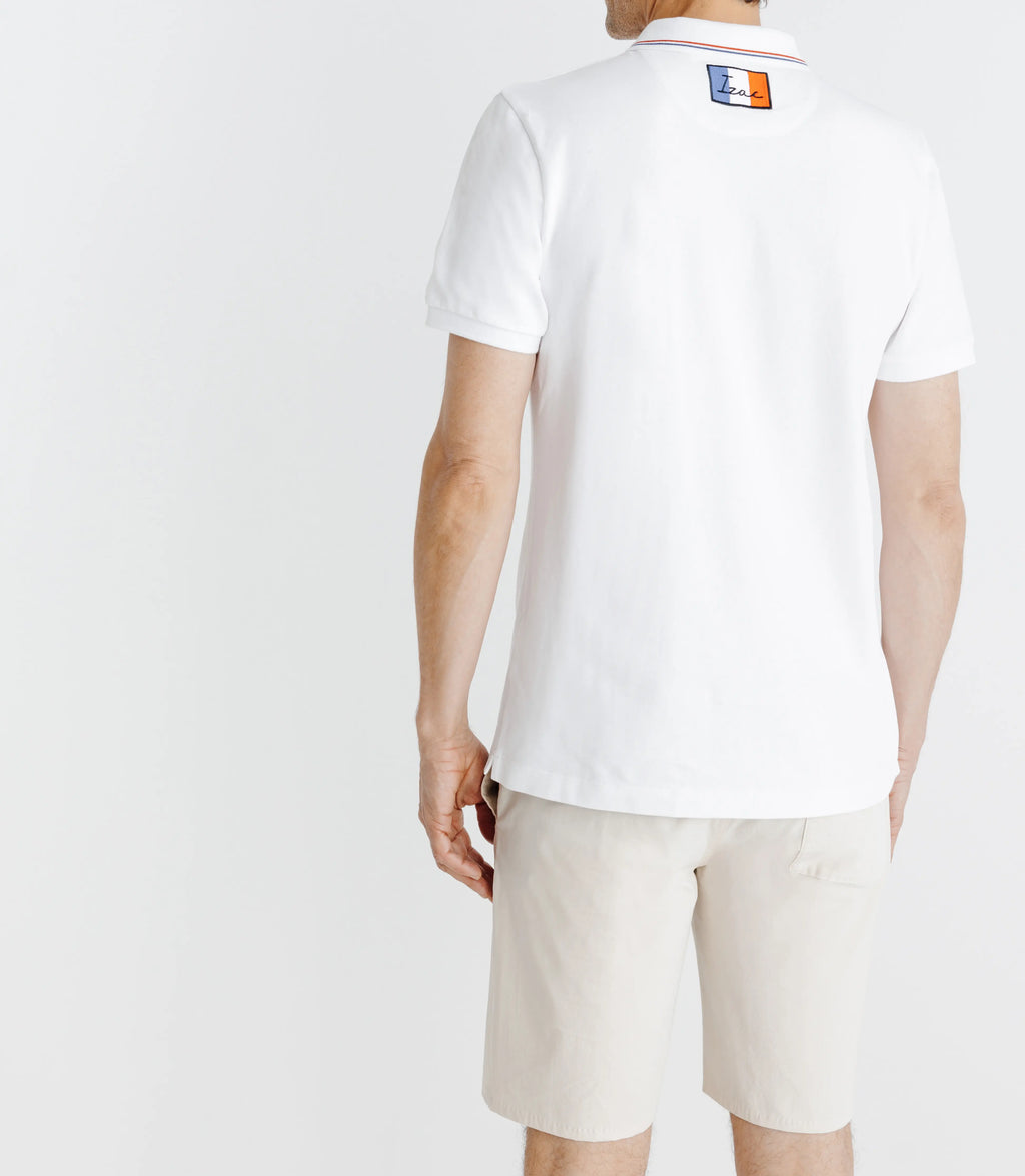 Polo piqué boutonné blanc - IZAC