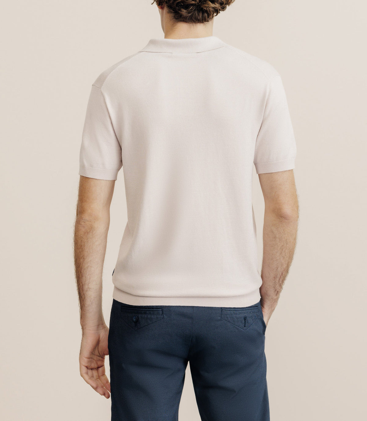 Polo col ouvert en maille rose - IZAC