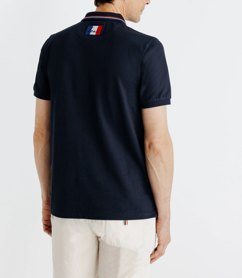 Polo piqué boutonné marine - IZAC
