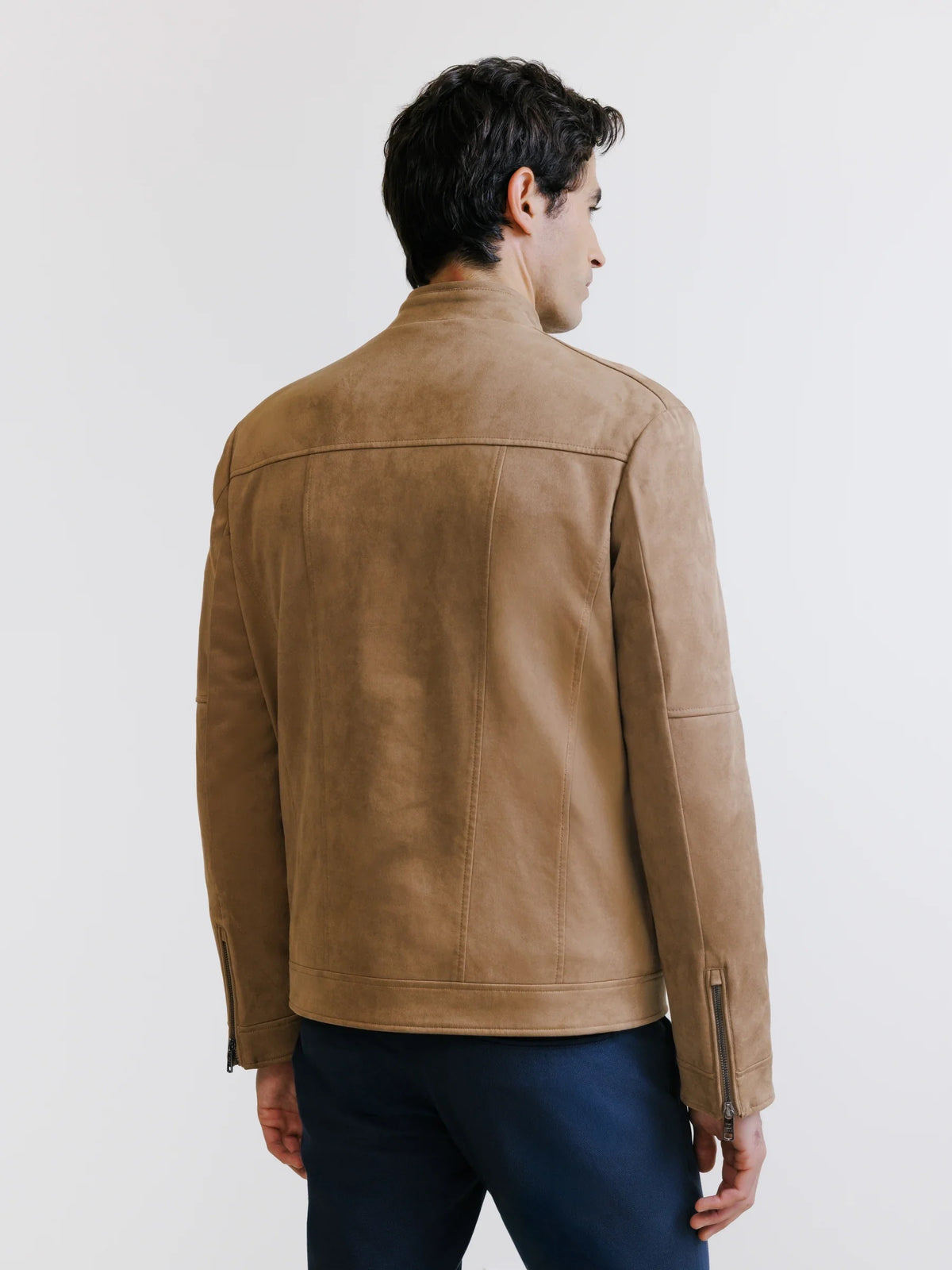 Blouson motard en suède camel - IZAC