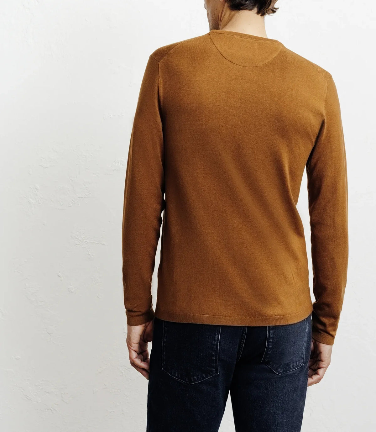 Pull manches longues col rond en maille bronze - IZAC