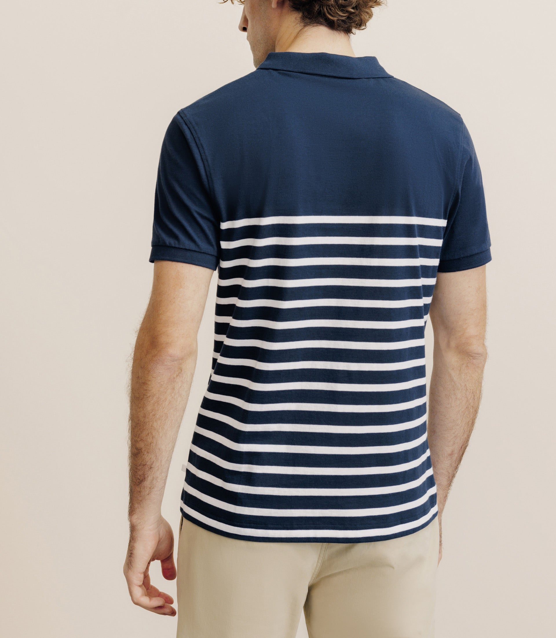 Polo boutonné marinière marine - IZAC