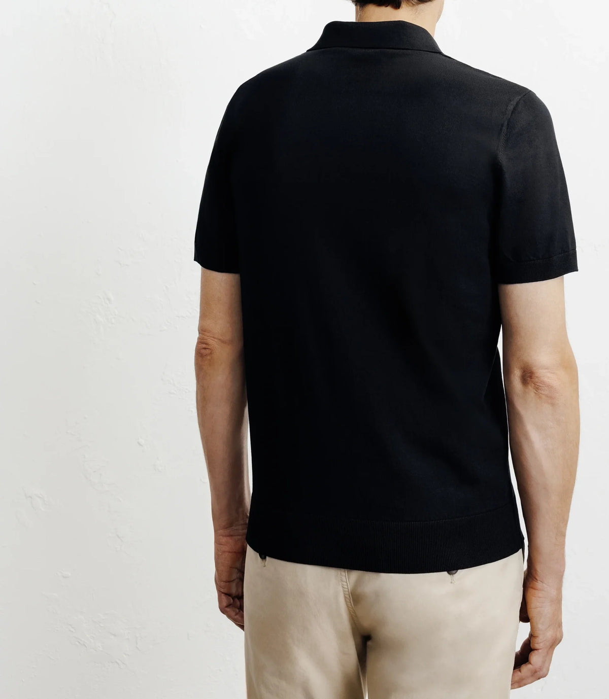 Polo col ouvert en maille noir - IZAC
