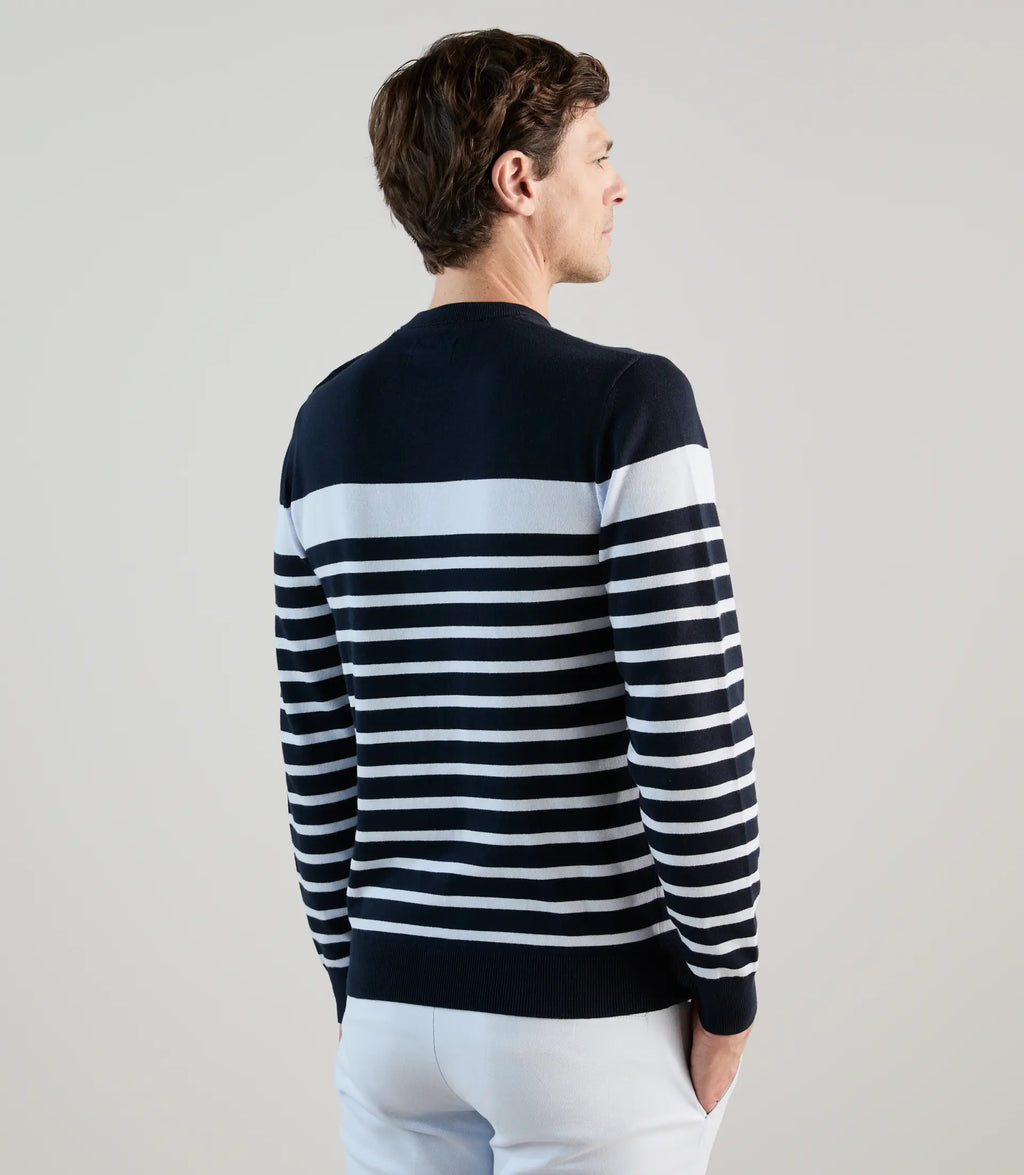Pull col rond à rayures marine - IZAC