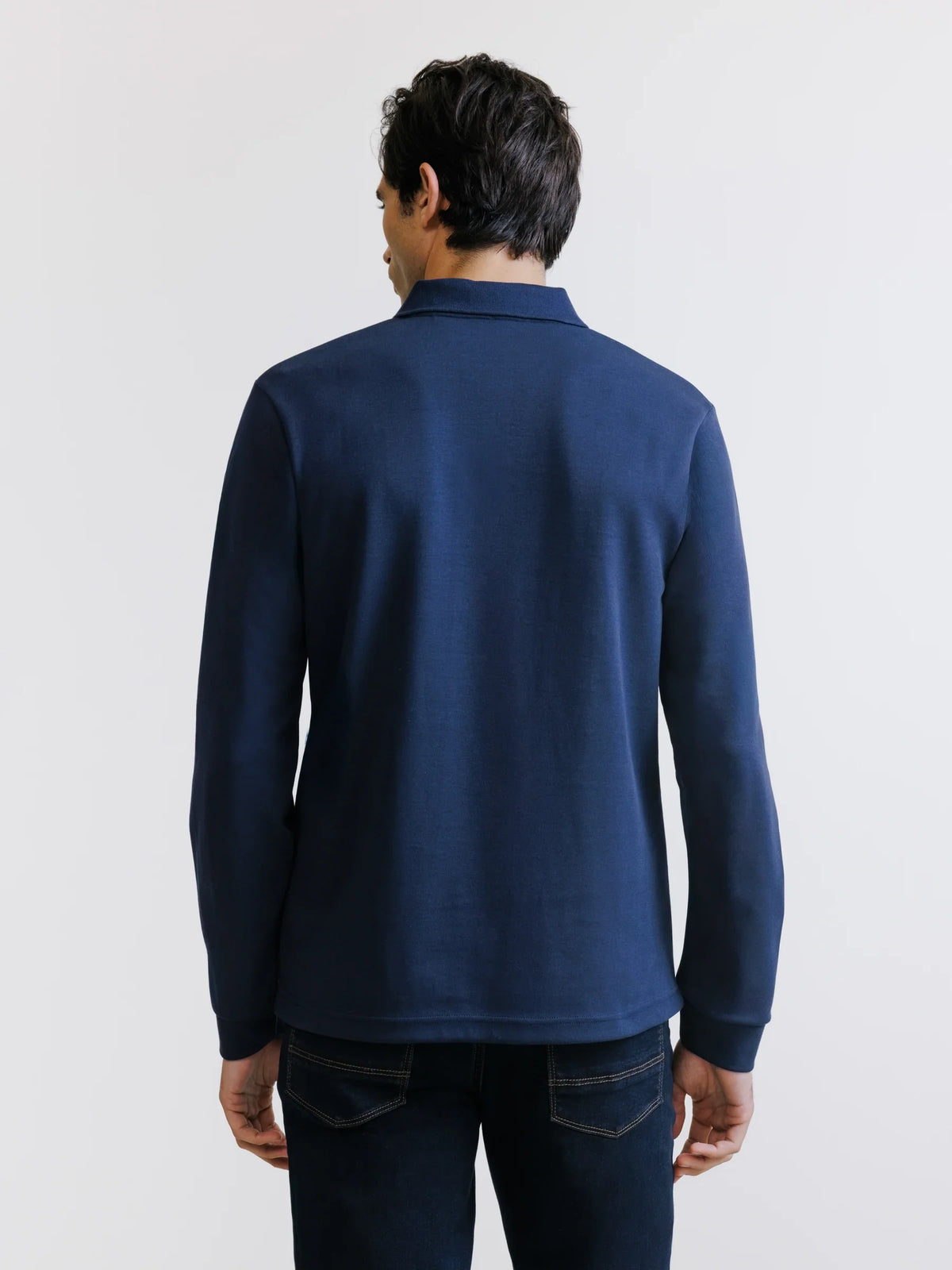 Polo manches longues col boutonné marine - IZAC