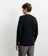 Pull manches longues col rond en maille noir - IZAC