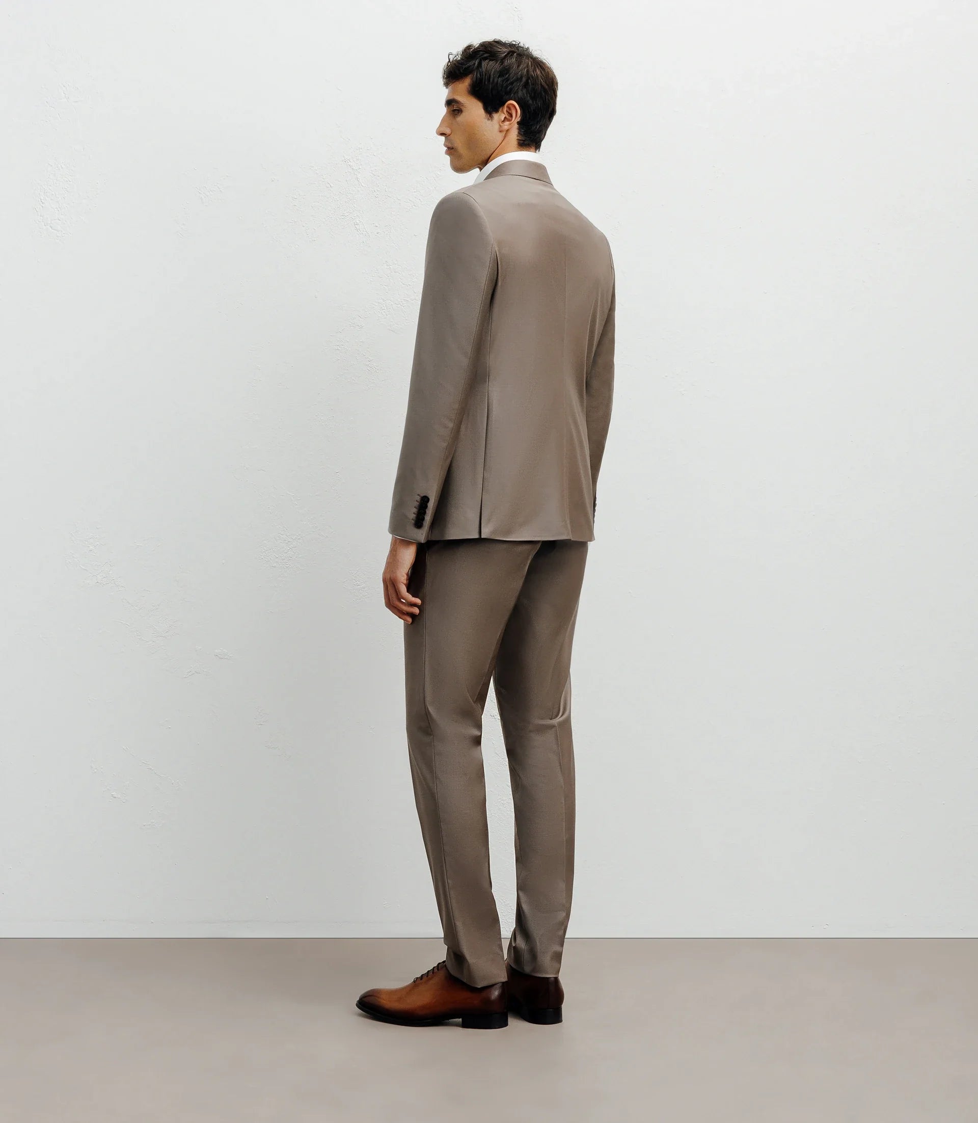 Costume 2 boutons laine majoritaire taupe - IZAC