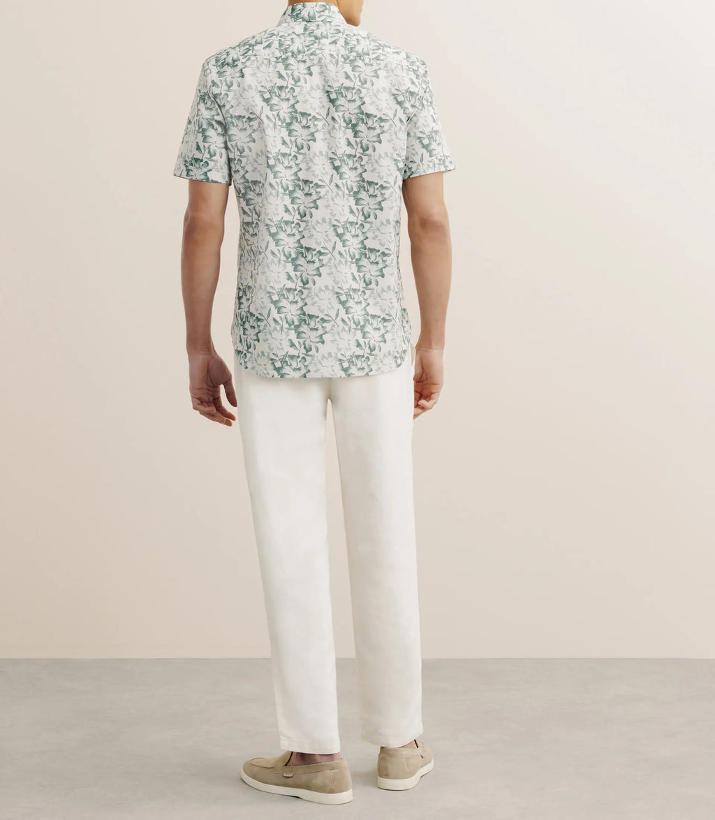 Chemise imprimée manches courtes verte - IZAC
