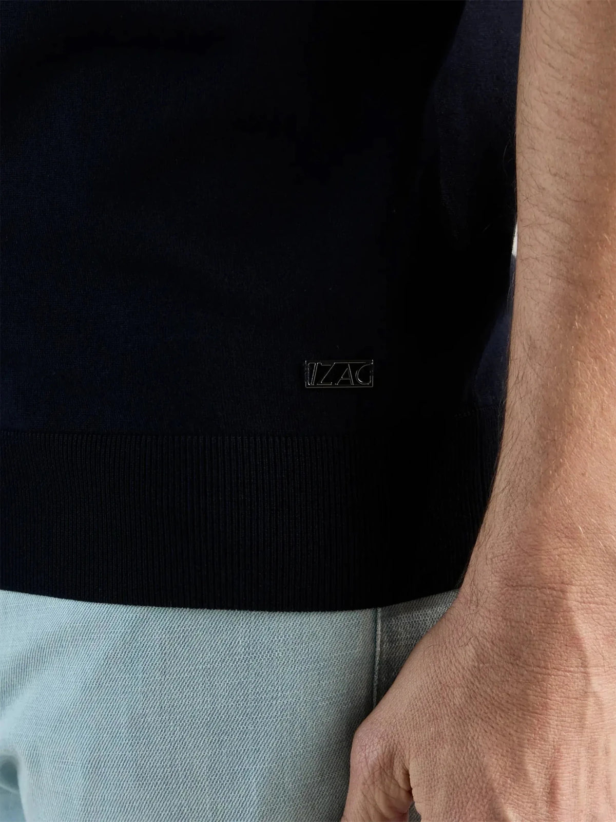 Polo col ouvert en maille marine - IZAC