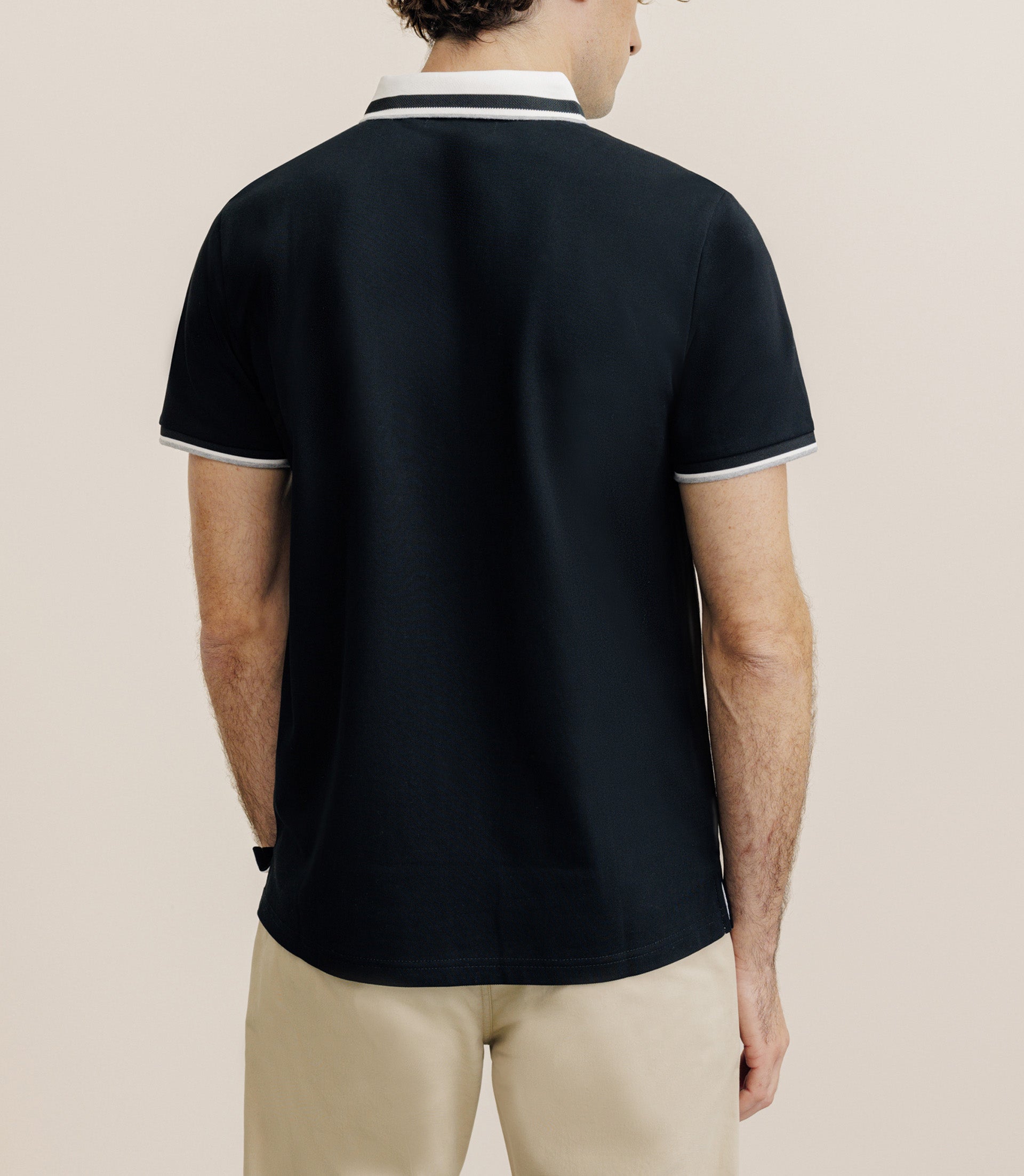 Polo col boutonné noir - IZAC