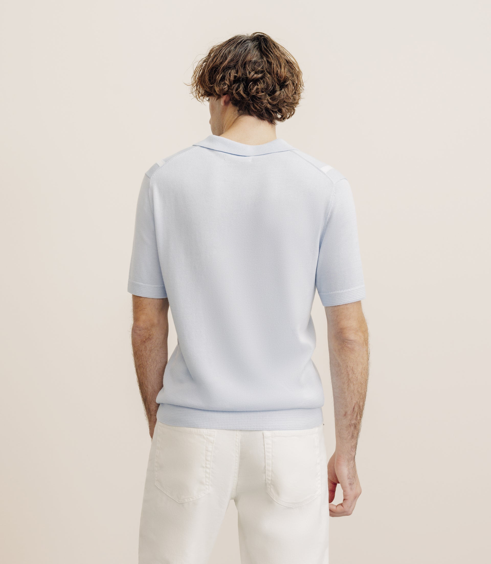 Polo en maille à rayures bleu ciel - IZAC