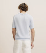 Polo en maille à rayures bleu ciel - IZAC