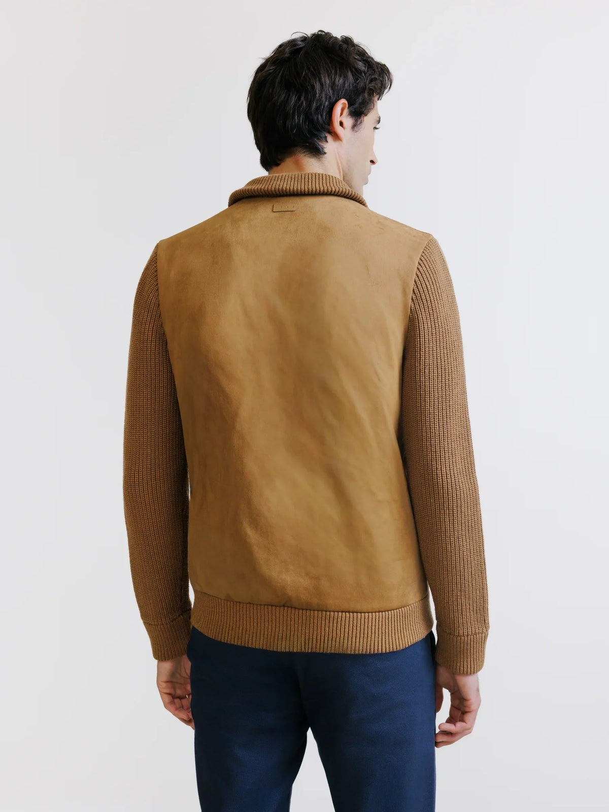 Gilet zippé bi-matière camel - IZAC