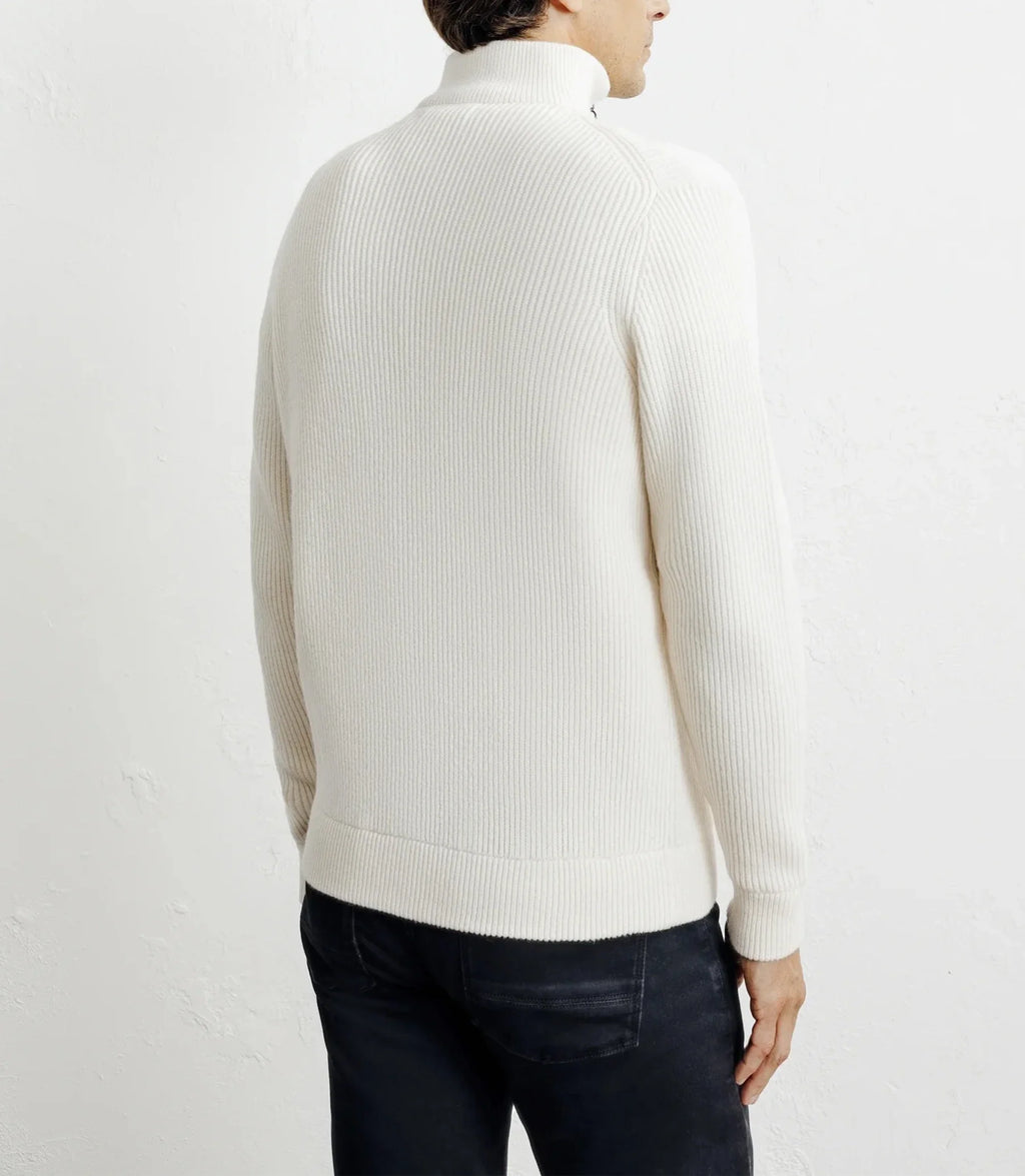 Pull en laine col camionneur écru - IZAC