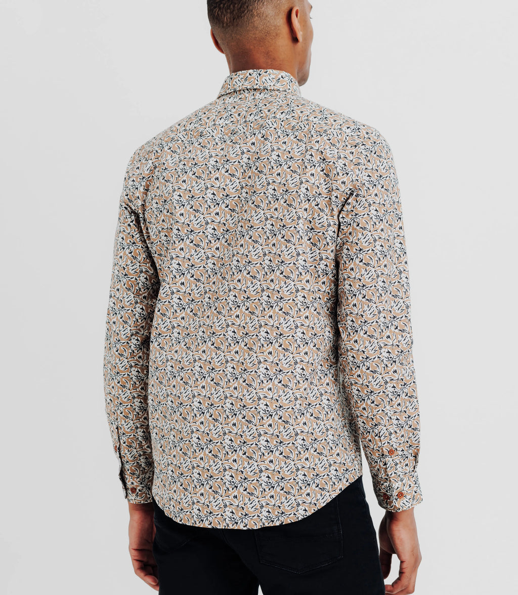 Chemise avec imprimé floral camel - IZAC