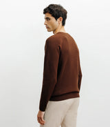 Pull col rond jeux de points chocolat - IZAC
