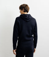 Pull à capuche en maille marine - IZAC