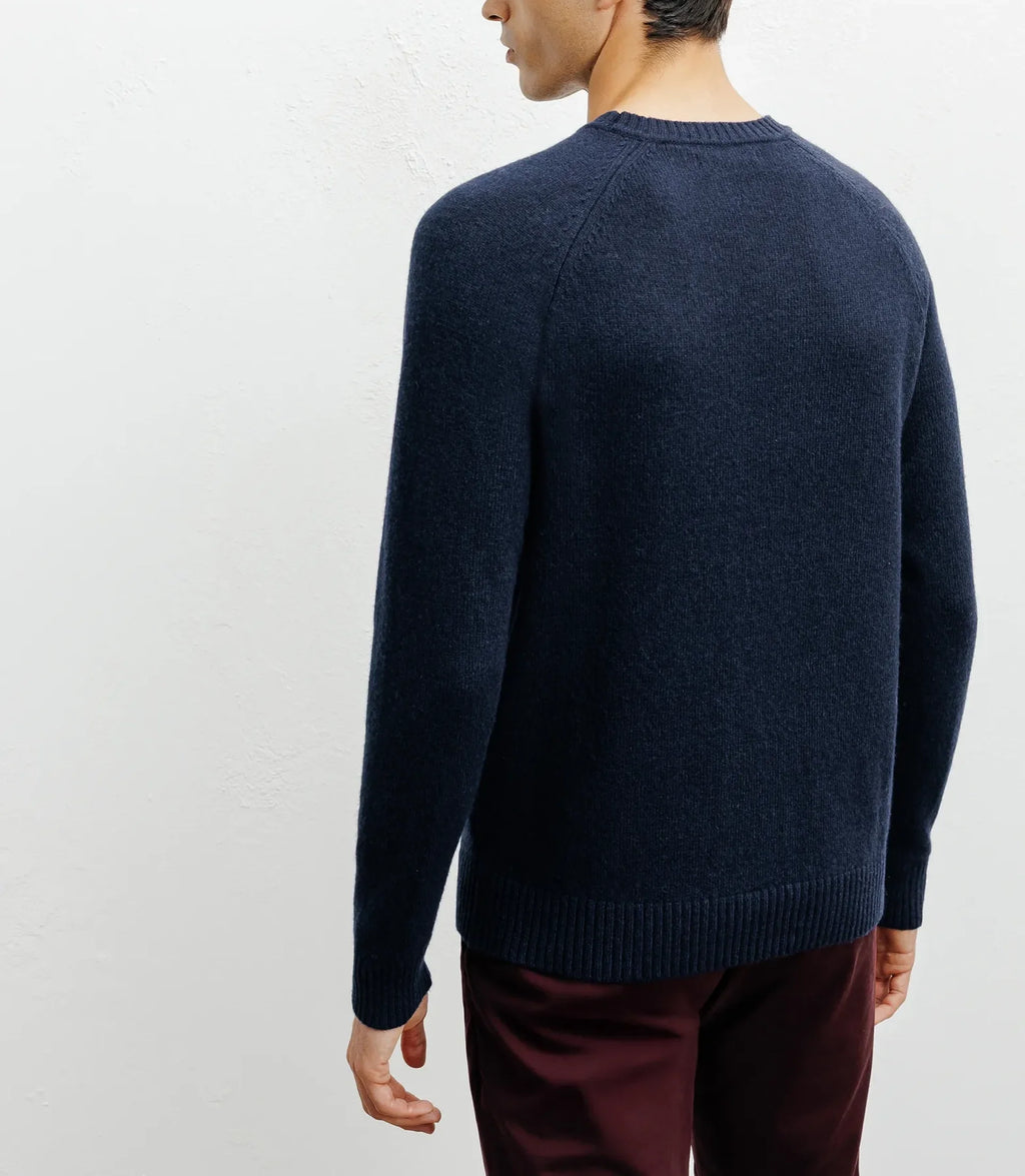 Pull en laine col rond marine - IZAC