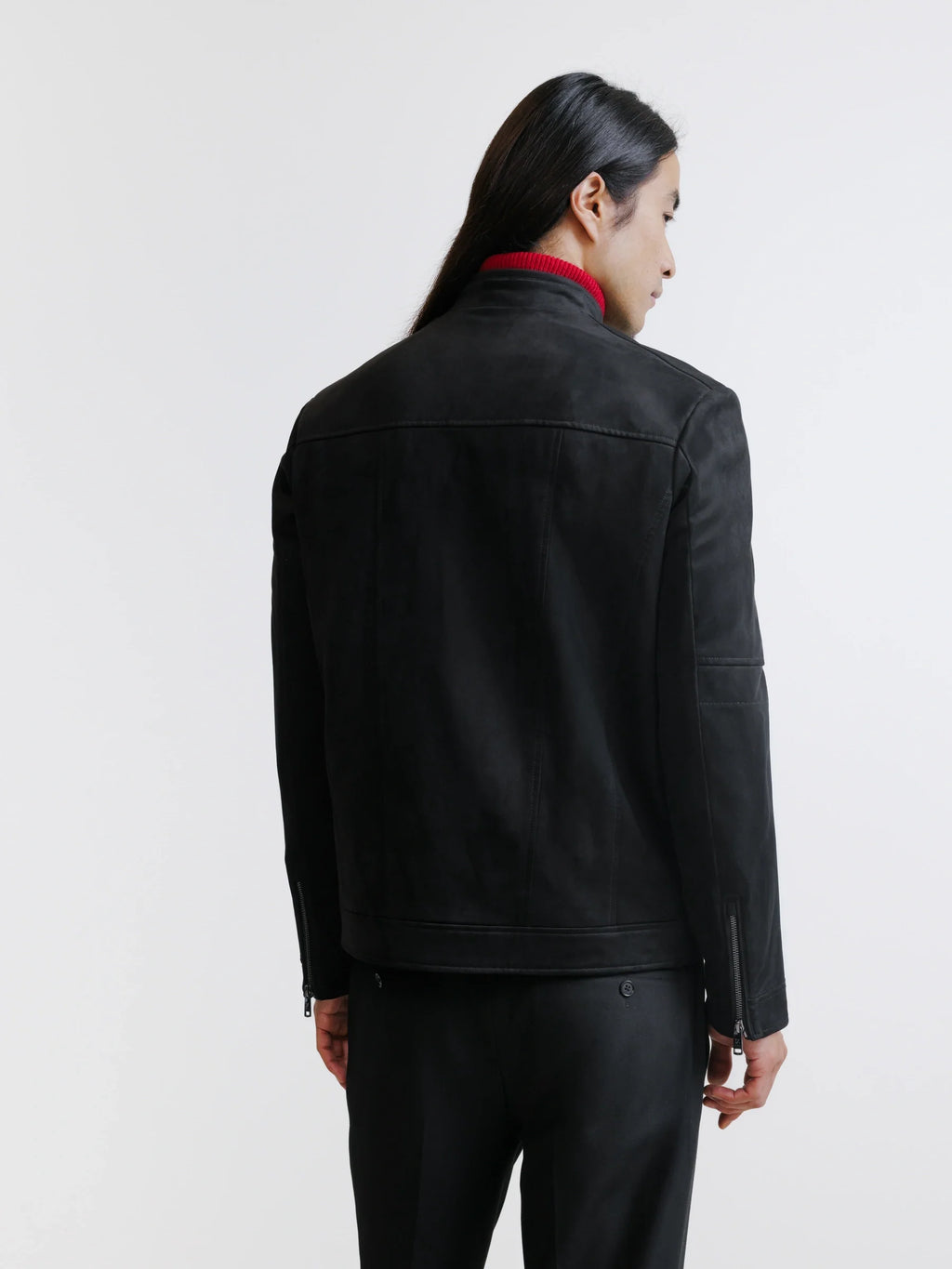 Blouson motard en suède noir - IZAC