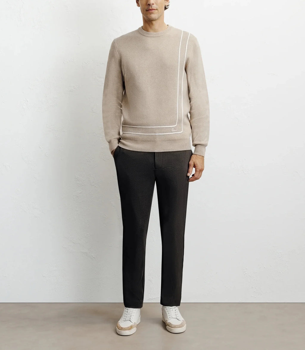 Pull col rond fantaisie beige - IZAC