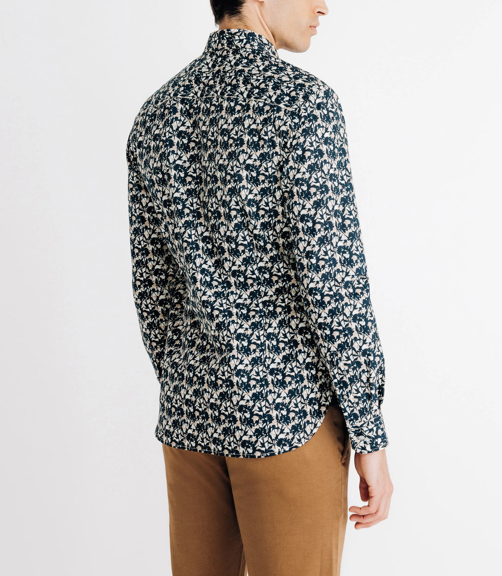 Chemise à fleurs marine - IZAC