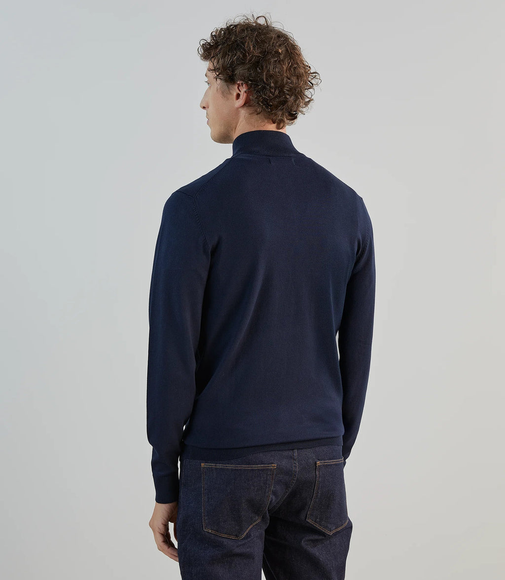 Pull demi - zip à col montant marine - IZAC