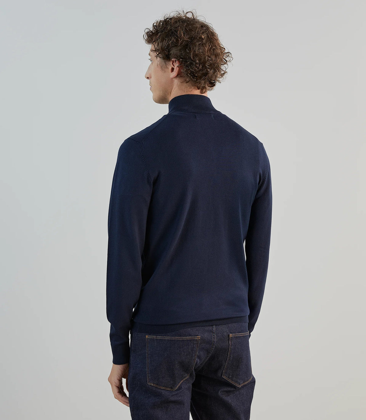 Pull demi - zip à col montant marine - IZAC
