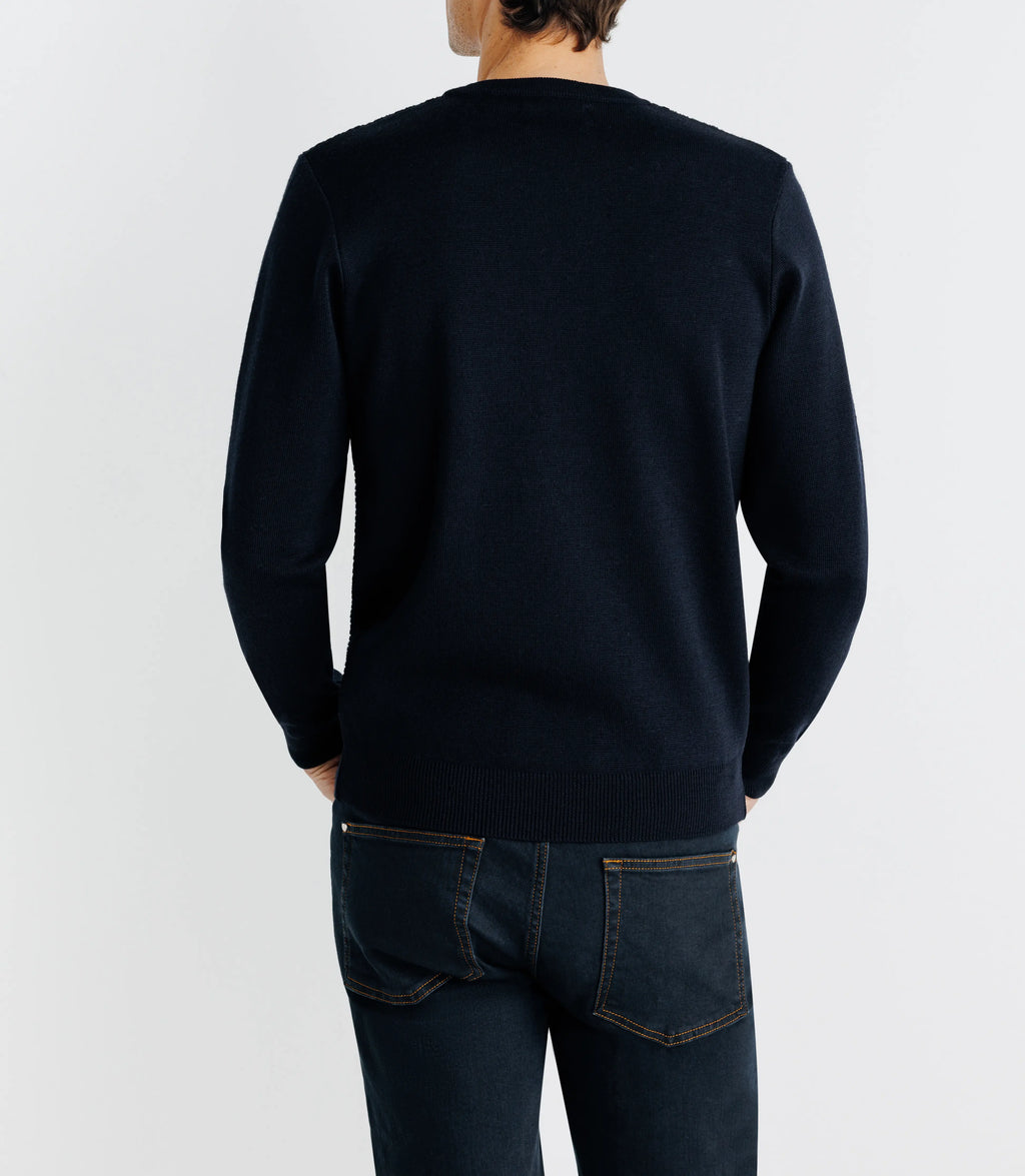 Pull col rond marine - IZAC