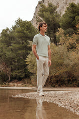 Polo col ouvert vert - IZAC