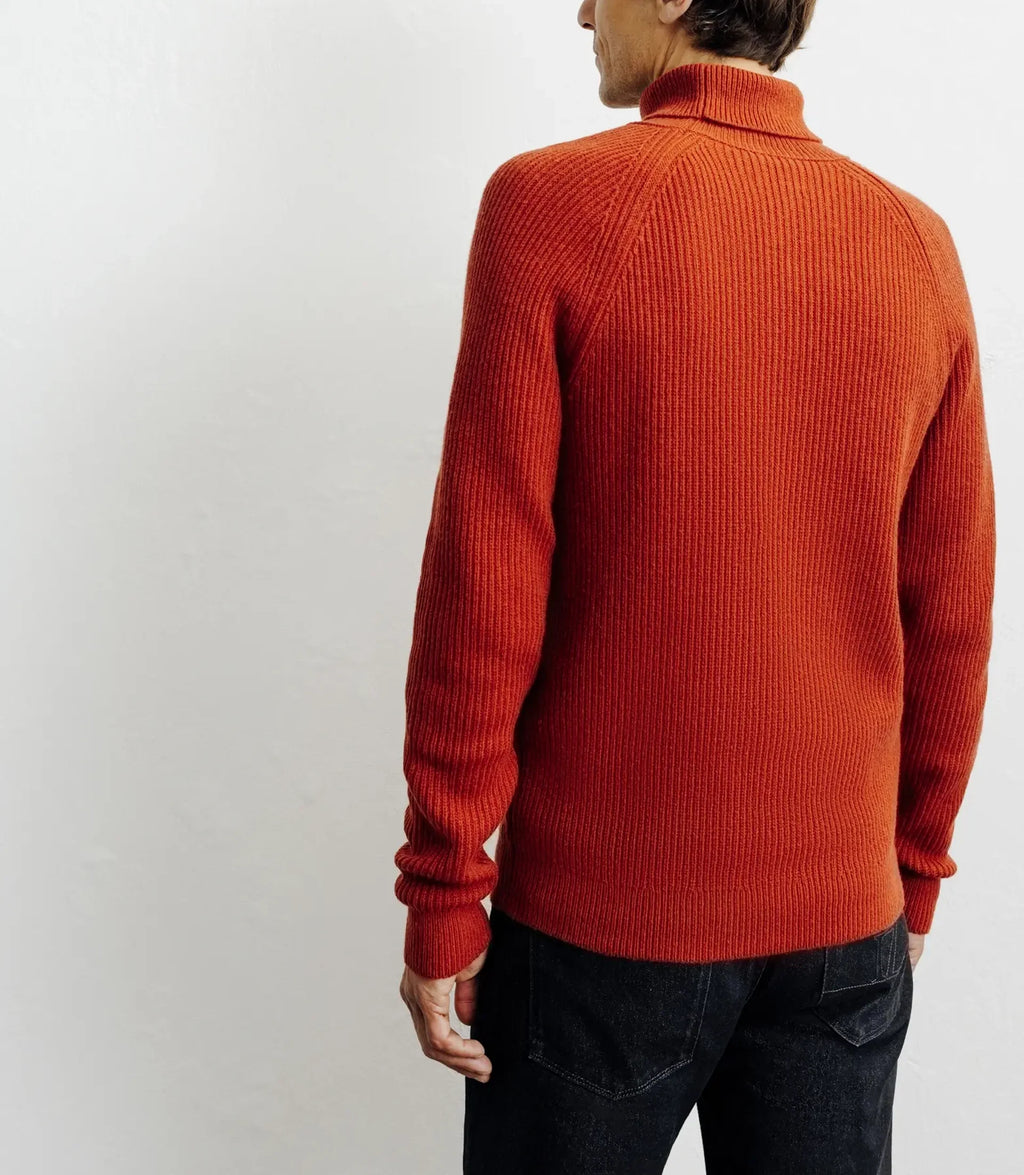 Pull col roulé uni rouge clair - IZAC