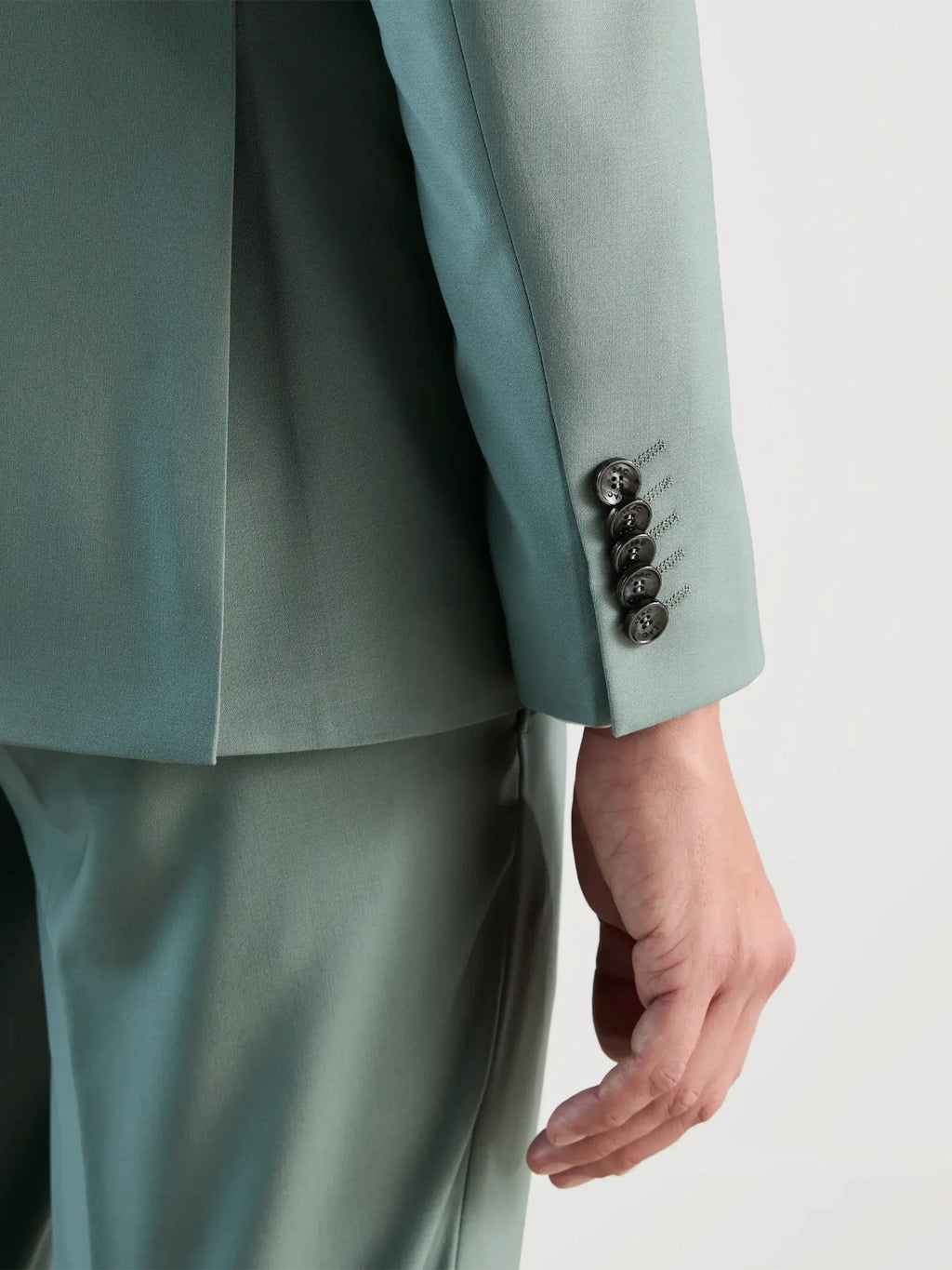 Costume 2 boutons en laine majoritaire vert clair - IZAC