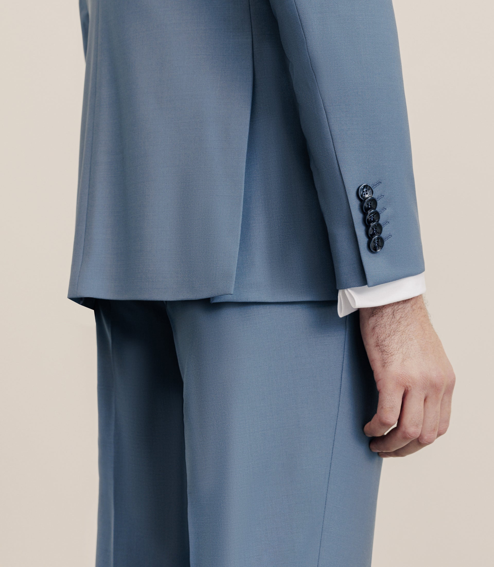 Costume 2 boutons laine majoritaire bleu ciel - IZAC