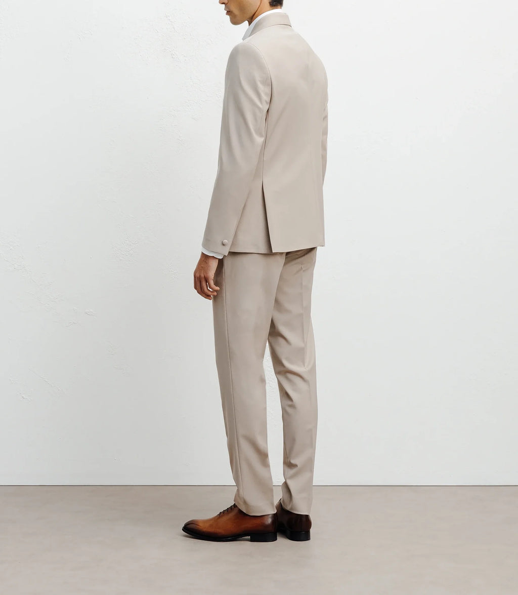 Costume croisé double col beige - IZAC