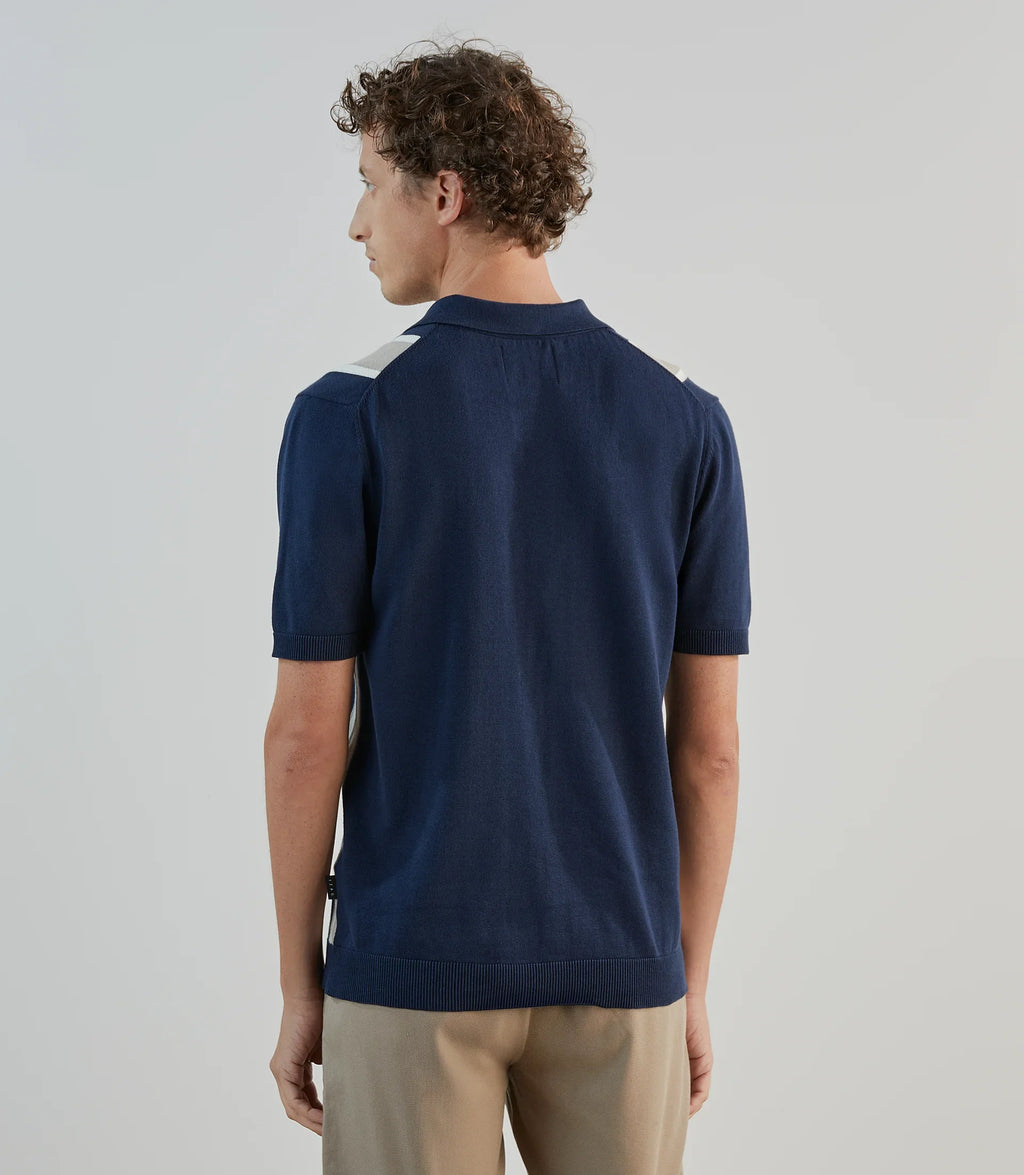 Polo col chemise en maille marine - IZAC