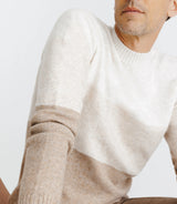 Pull col rond rayé écru - IZAC