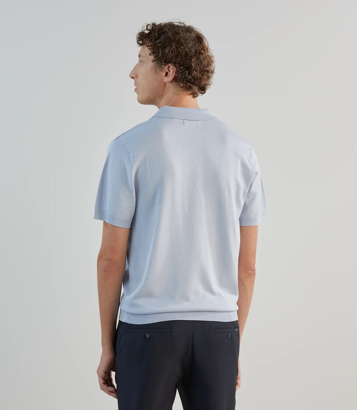 Polo col ouvert en maille bleu ciel - IZAC