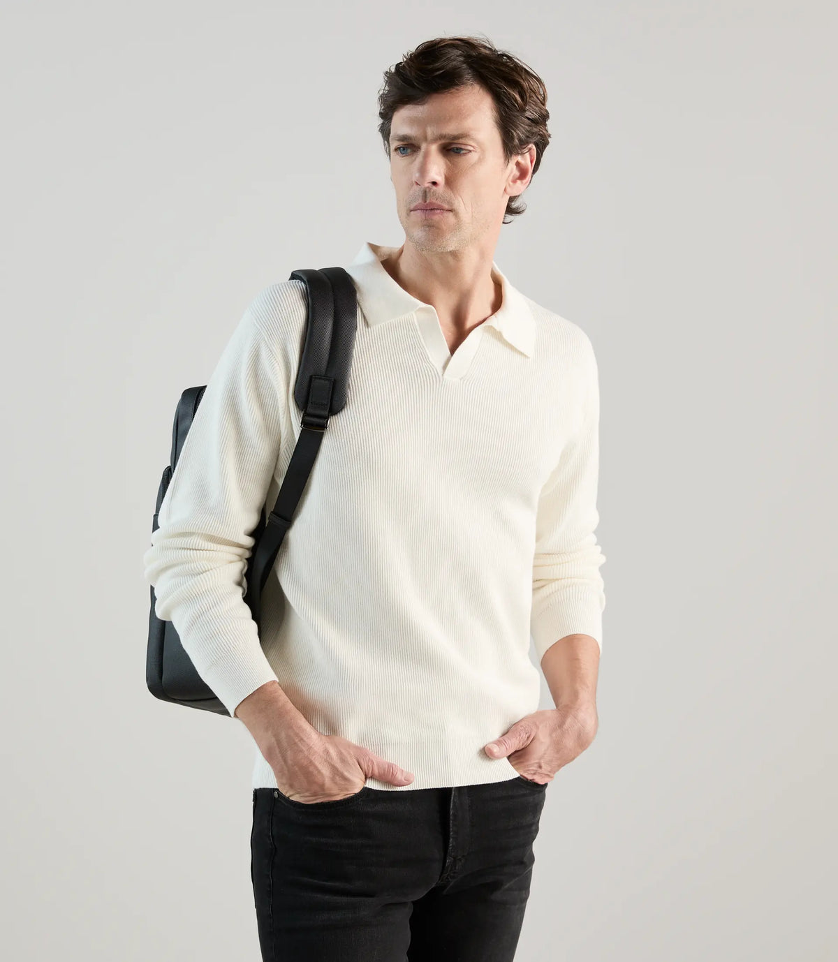 Pull col polo ecru - IZAC