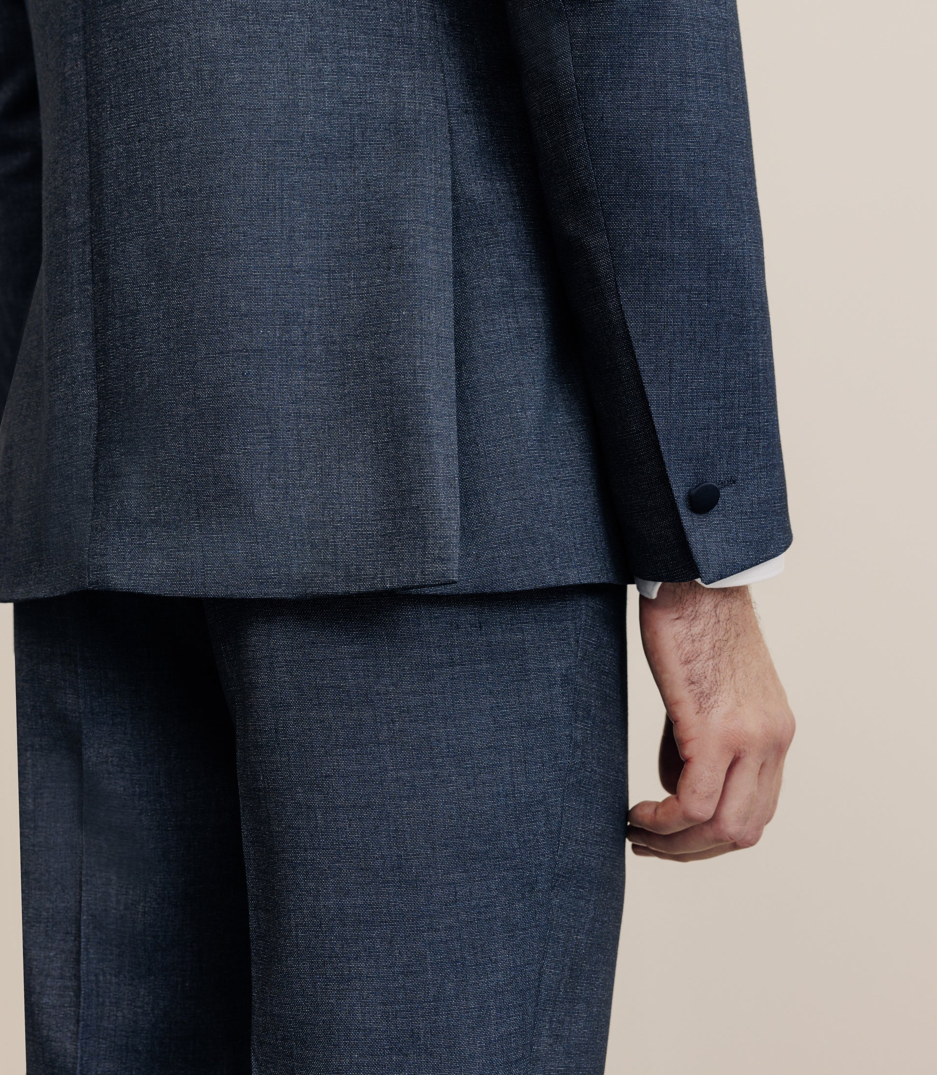 Costume col châle cérémonie bleu denim - IZAC