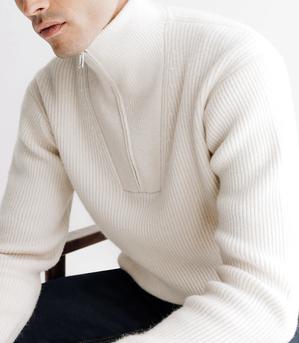 Pull lambswool col camionneur écru - IZAC