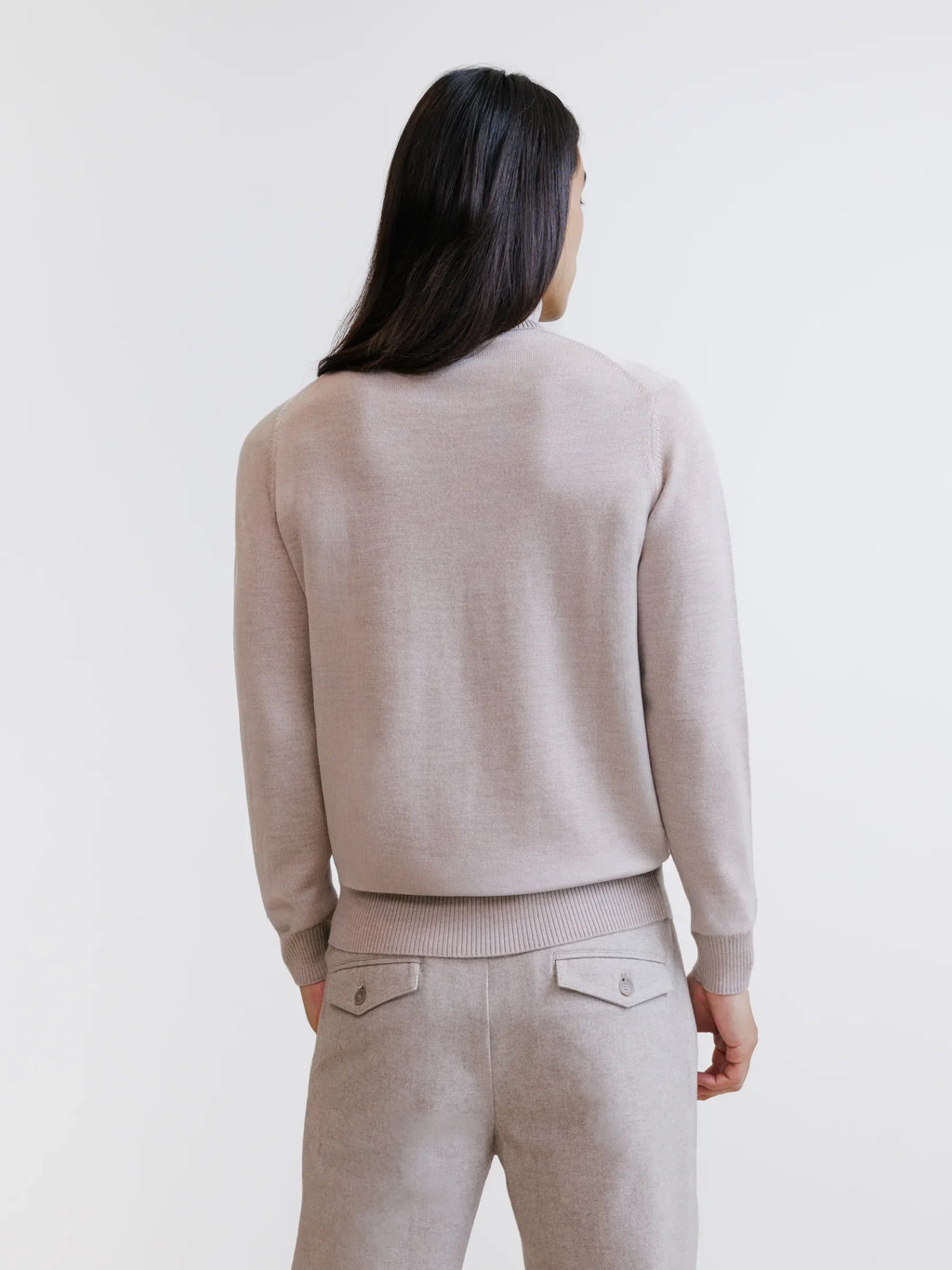 Pull col roulé en laine mérinos beige - IZAC
