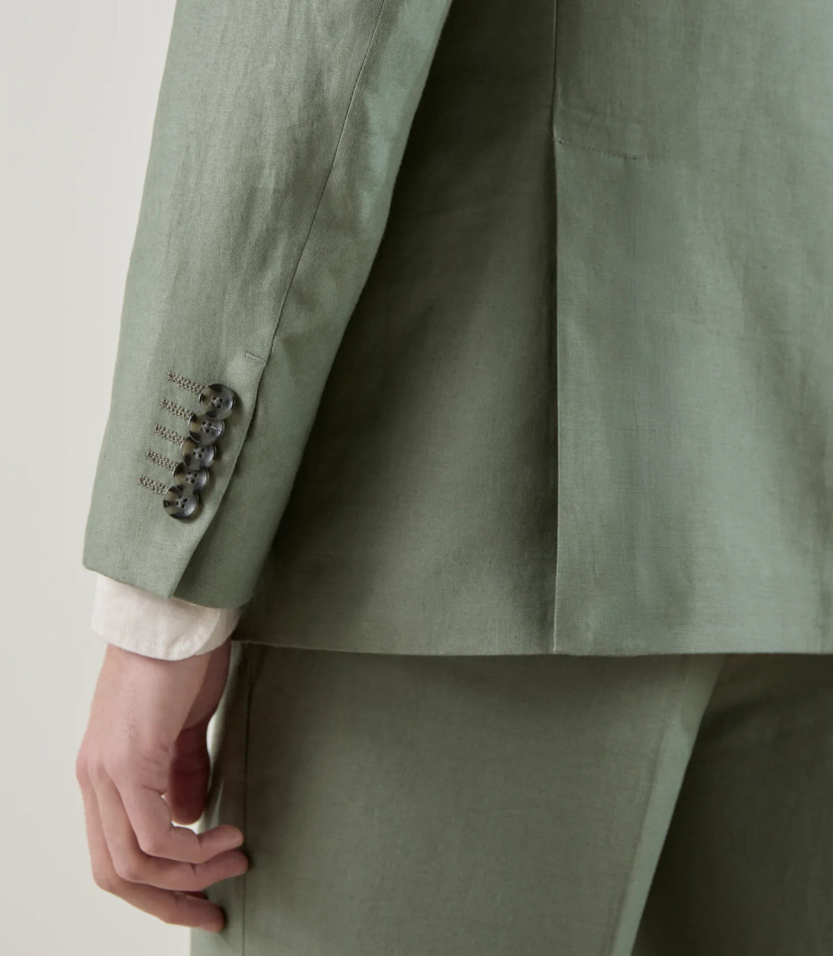 Costume 2 boutons 100% lin vert - IZAC