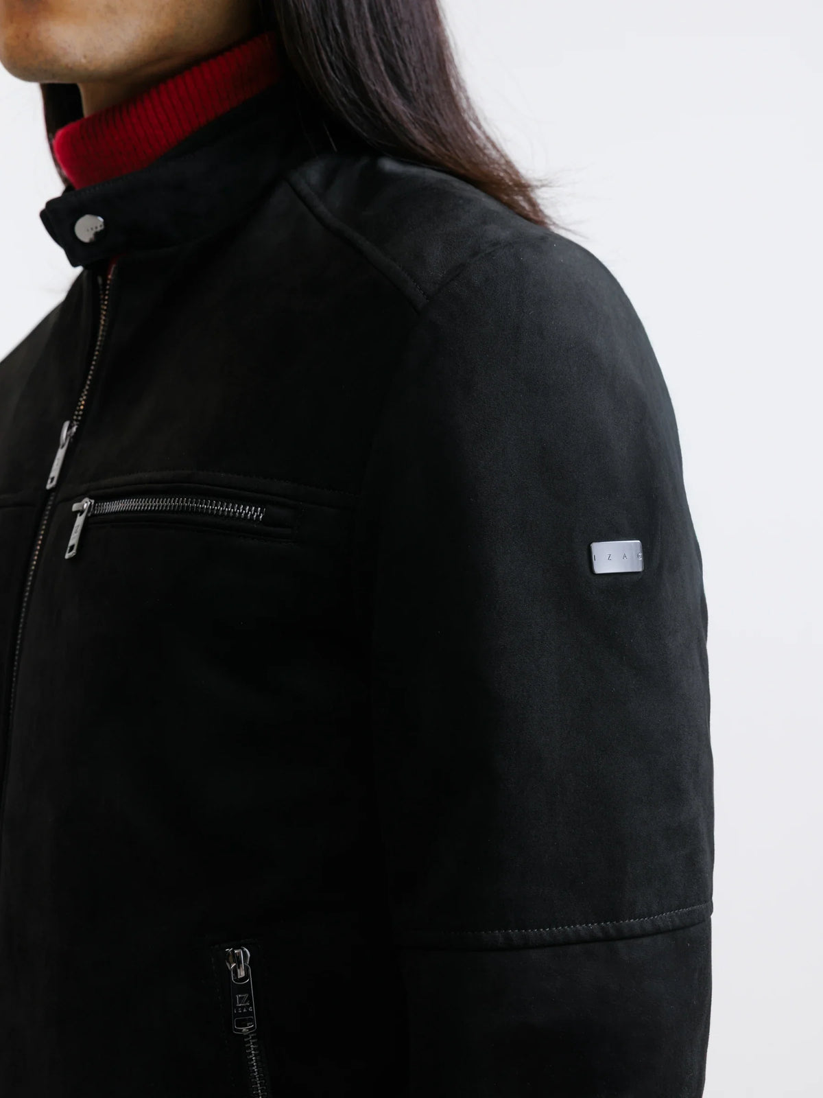 Blouson motard en suède noir - IZAC