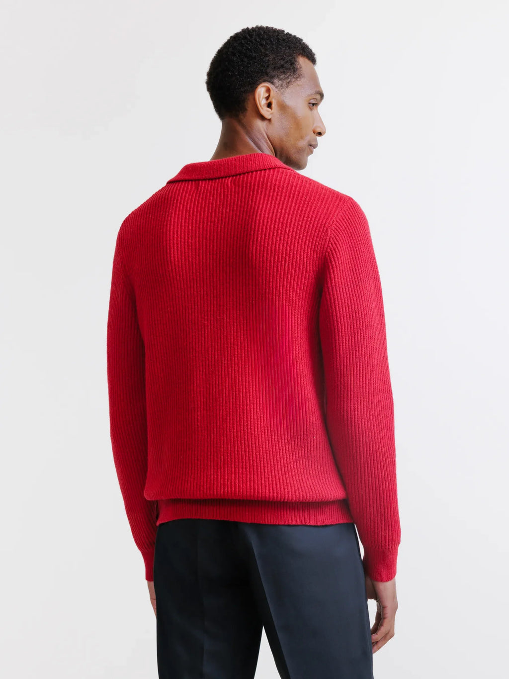 Pull à col polo ouvert rouge foncé - IZAC