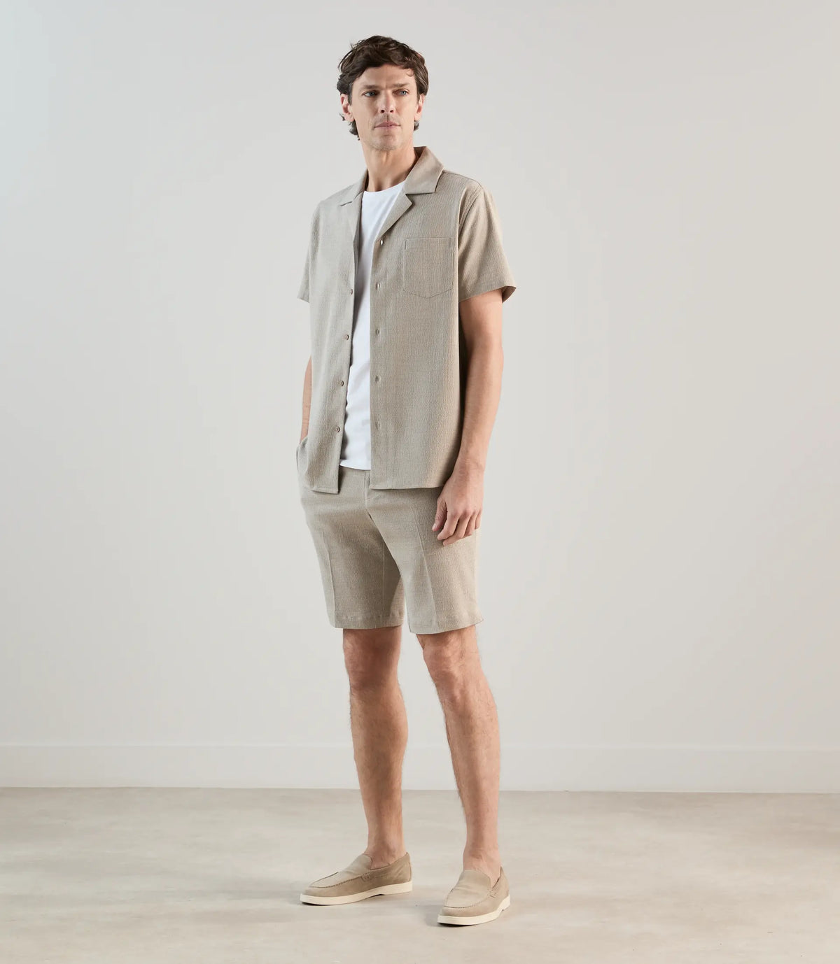 Bermuda à taille élastiquée beige - IZAC
