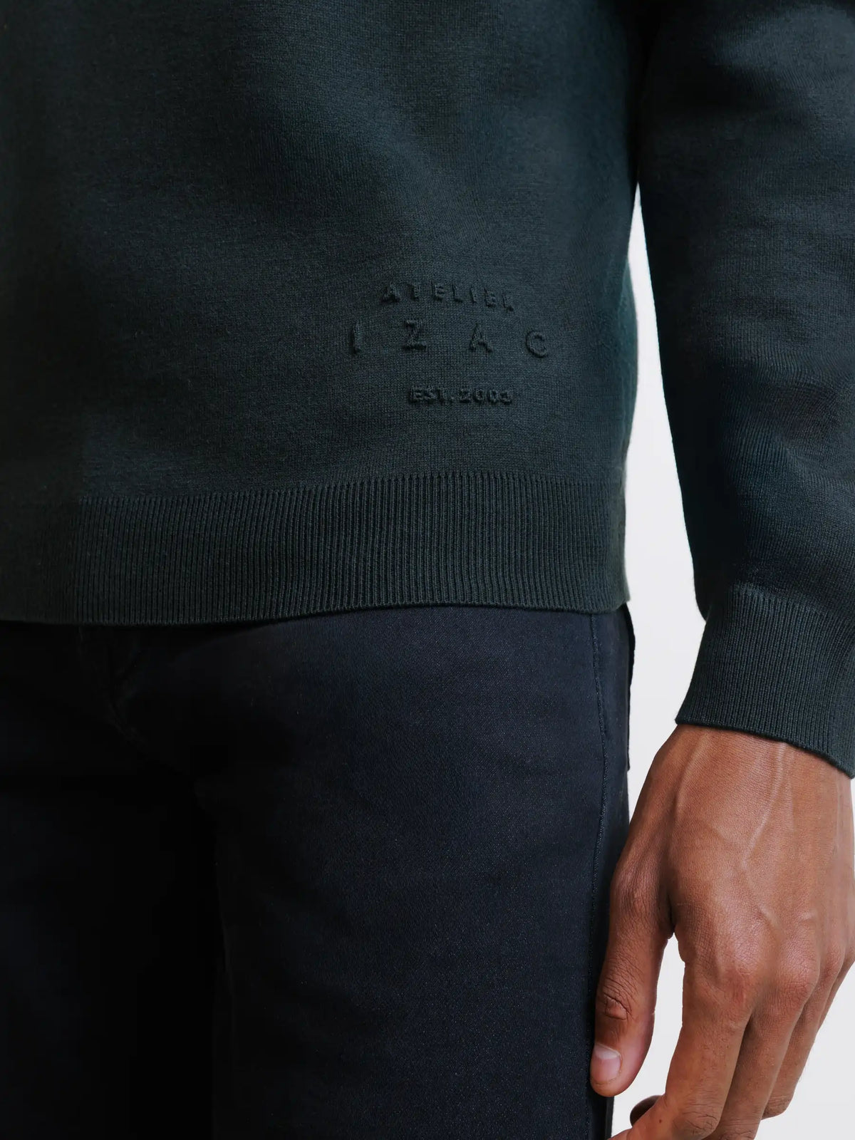 Pull col rond teddy kaki foncé - IZAC