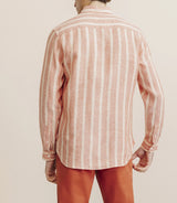 Chemise rayée 100% lin orange - IZAC